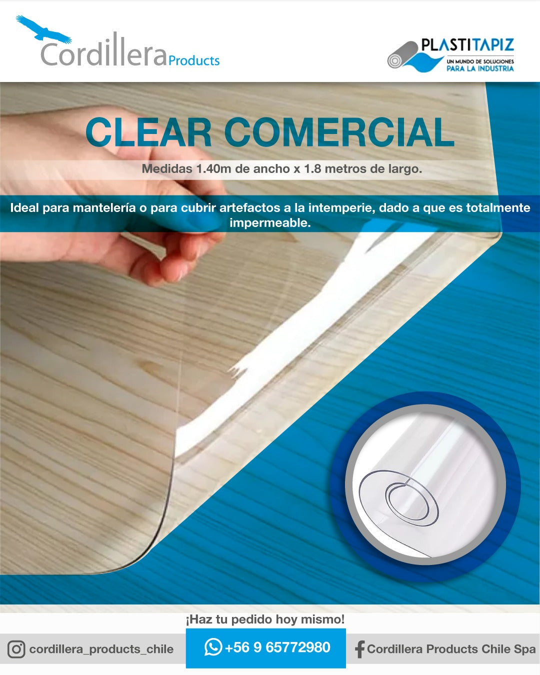 Mantel de mica pvc transparente impermeable venta por Metro Lineal