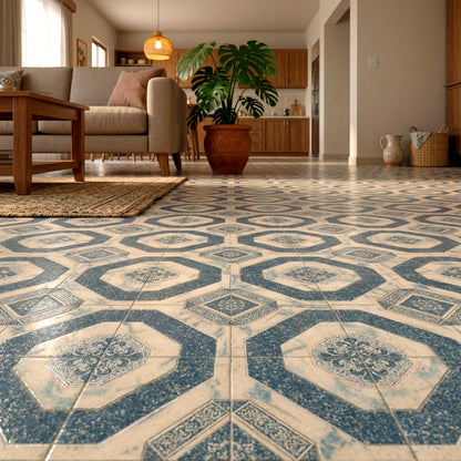 Piso Vinilico Linoleo Por Metro Lineal Ancho 2mt Espesor 0.7 mm Azulejo celeste