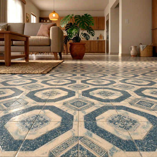 Piso Vinilico Linoleo Por Metro Lineal Ancho 2mt Espesor 0.7 mm Azulejo celeste