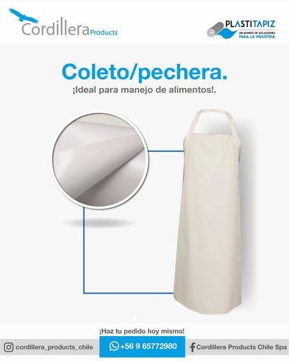 Pechera coleto de pvc blanca gruesa impermeable medida 0.70 x1.10 m